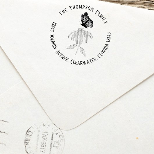Botanische Rücksendeadresse Butterfly Permastempel