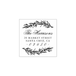 Botanische Rücksendeadresse für elegante Skriptnam Gummistempel