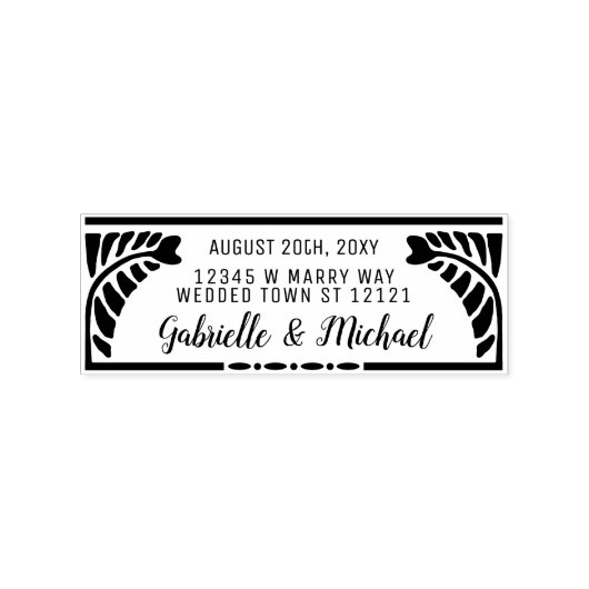 Botanische Rücksendeadresse Hochzeit Name + Datum Gummistempel (Prägung)