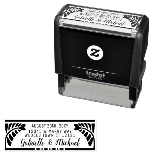 Botanische Rücksendeadresse Hochzeit Name + Datum Permastempel (Beispiel)