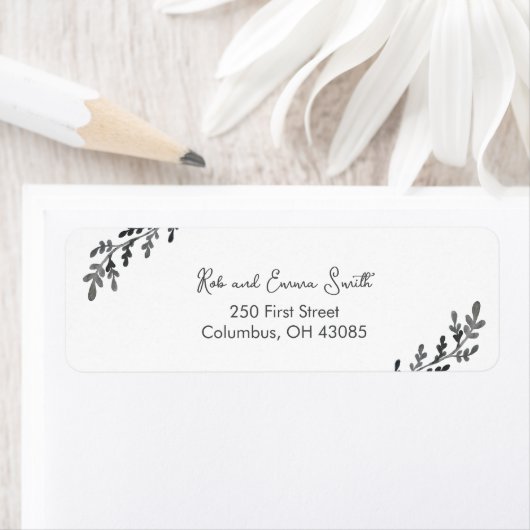 Botanische Rücksendeadresse in Grau und Weiß (Insitu)