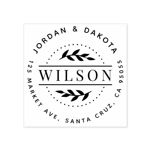 Botanische Rücksendeadresse - Nachname der moderne Gummistempel (Prägung)