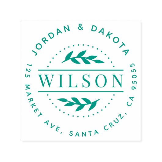 Botanische Rücksendeadresse - Nachname der moderne Permastempel (Design)