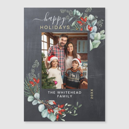 Botanische Rustikale Chalkboard Holiday Magnet Car (Vorderseite)