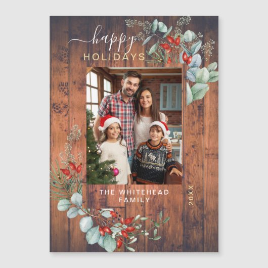 Botanische Rustikale Cherry Wood Holiday Magnet Ca (Vorderseite)