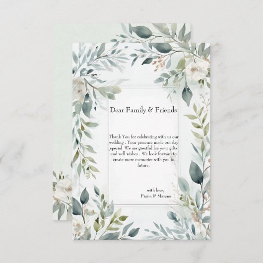 Botanische Rustikale Flora Dankeschön Karte (Vorne/Hinten)