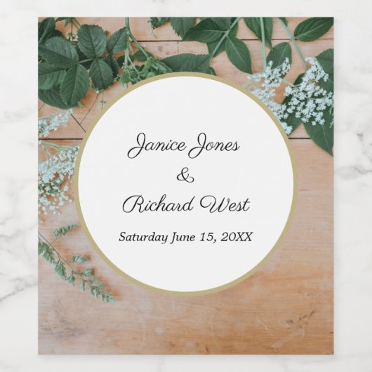 Botanische Rustikale Goldrahmen Weinetikett (Einzelnes Label)