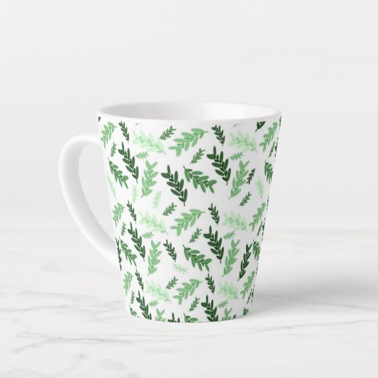 Botanische, rustikale grüne Blätter Milchtasse (Linke Ecke)