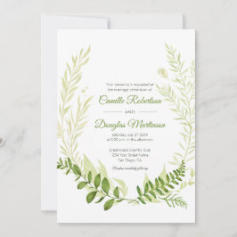 Botanische Rustikale Grüne Laurel Wreath Wedding | Einladung