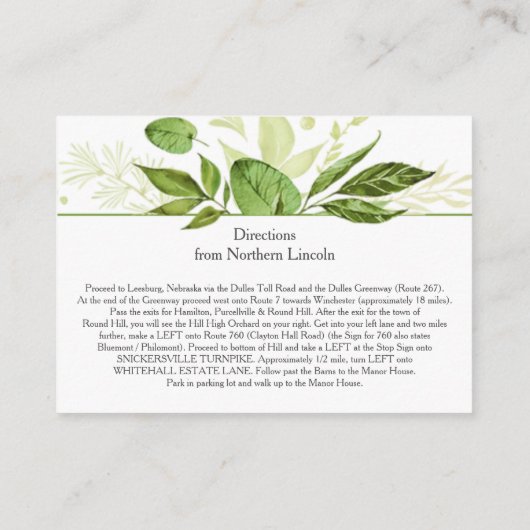 Botanische Rustikale Grünflächen Karten (Rückseite)