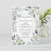 Botanische Rustikale Hochzeit Einladung (Stehend Vorderseite)