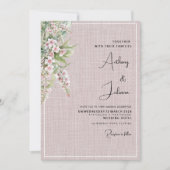 Botanische rustikale Hochzeit mit rosa Minze Einladung (Vorderseite)