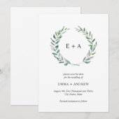 Botanische, rustikale Save the Date-Karte Date (Vorne/Hinten)