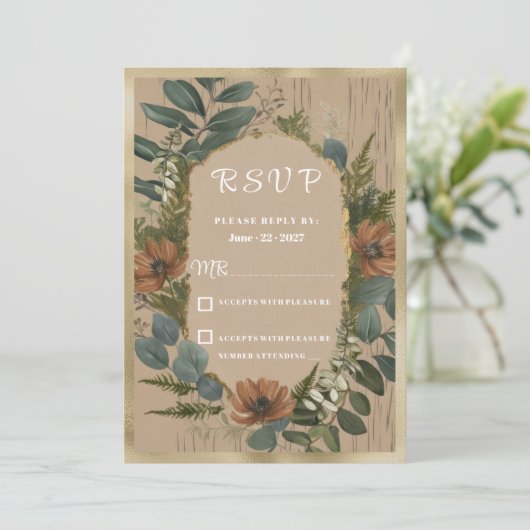 Botanische rustikale UAWG Einladung (Stehend Vorderseite)