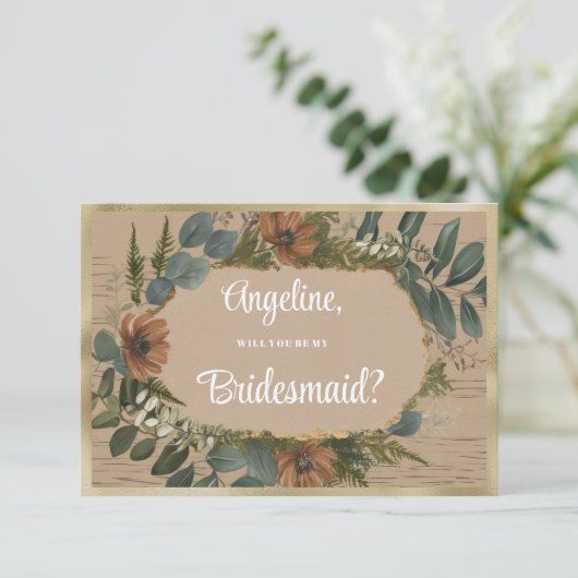 Botanische rustikale Waldlandschaft Blumenmädchen Einladung (Stehend Vorderseite)