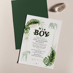 Botanische Safari Elephant Giraffe Babydusche Einladung