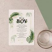Botanische Safari Elephant Giraffe Boys Babydusche Einladung
