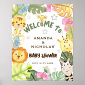Botanische Safari Tiere Niedlich Babydusche Willko Poster (Vorne)