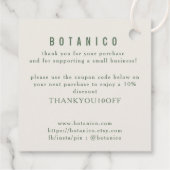 Botanische Sage Cream Floral Moderne Vielen Dank f Geschenkanhänger (Rückseite)