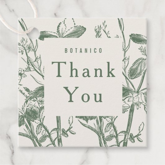 Botanische Sage Cream Floral Moderne Vielen Dank f Geschenkanhänger (Vorderseite)