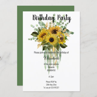 BOTANISCHE SAGE SUNFLOWERS EUCALYPTUS BOUQUET EINLADUNG