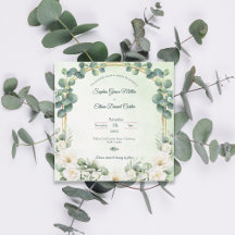 Botanische Salbei-Grün-Eukalyptus-Hochzeitseinladu
