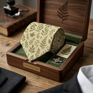 Botanische Salbeigrüne Blätter Krawatte