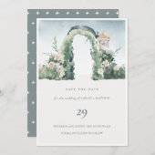 Botanische Save the Date Karte Blumengarten (Vorne/Hinten)