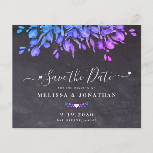 Botanische Save the Date-Karte mit rustikalem Schi (Vorderseite)