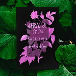 Botanische Save the Date Rose Schwarz-Heiß-Rosa