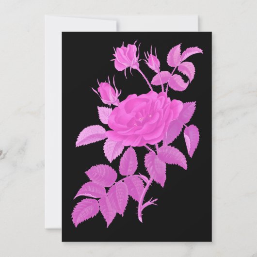 Botanische Save the Date Rose Schwarz-Heiß-Rosa (Rückseite)