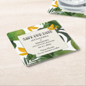 Botanische Save the Date tropische Palmen Rechteckiger Pappuntersetzer (angewinkelt)