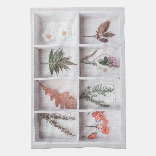 Botanische Schattenbox, Blume Blätter Ferns Geschirrtuch (Vertikal)
