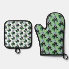Botanische Schlüsselblume Ofenhandschuh & Topflappen-Set