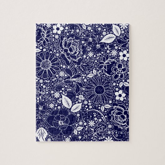 Botanische Schönheit Blau Puzzle (Vertikal)