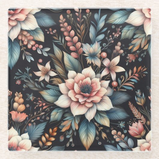 Botanische Schönheit Glasuntersetzer (Vorderseite)