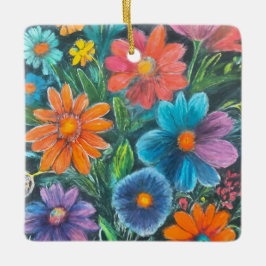 Botanische Schönheit: Kunstvoll gestaltete Blumend Keramikornament