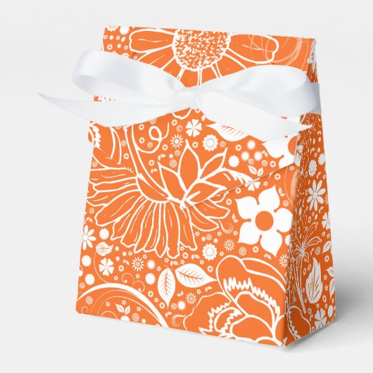 Botanische Schönheit Orange RIBBON FAVOR BOX Geschenkschachtel (Vorderseite)