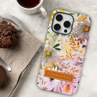 Botanische Schönheit Rosa und Orange Blüten  iPhone 15 Pro Max Hülle