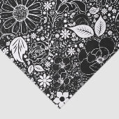 Botanische Schönheit-Schwarz-Weiß-GEWEBE-WRAP-PAPI Seidenpapier (Ausschnitt)