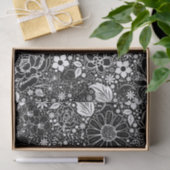 Botanische Schönheit-Schwarz-Weiß-GEWEBE-WRAP-PAPI Seidenpapier (Geschenk)