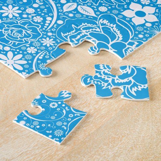 Botanische Schönheiten helles blaues Puzzle (Seite)