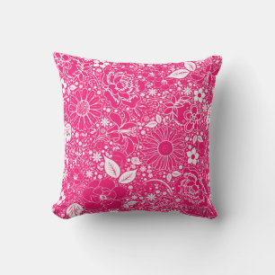 Botanische Schönheiten Hot Pink THROW PILLOW Kissen