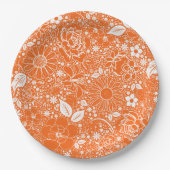 Botanische Schönheiten Orange-White PAPER PARTY TE Pappteller (Vorderseite)