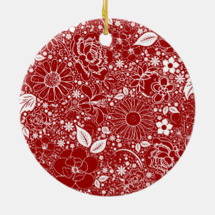 Botanische Schönheiten Rote Keramik Ornament