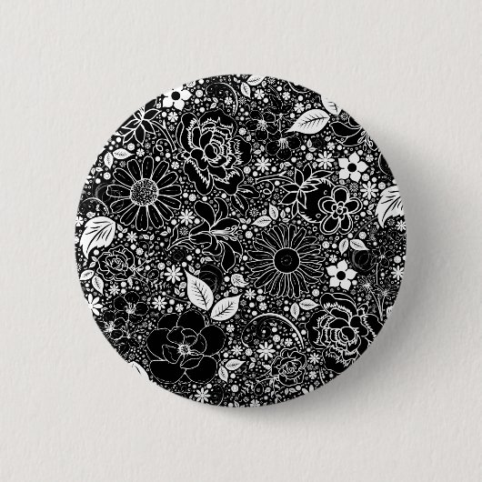 Botanische Schönheiten Schwarz-Weiß Button (Vorderseite)