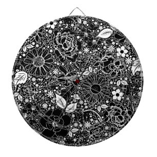 Botanische Schönheiten Schwarz-Weiß Dartscheibe