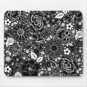 Botanische Schönheiten Schwarz-Weiß Mousepad