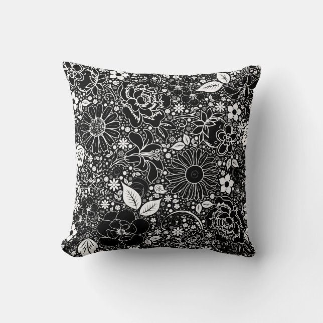 Botanische Schönheiten Schwarz-Weiß-PILLOW Kissen (Vorderseite)