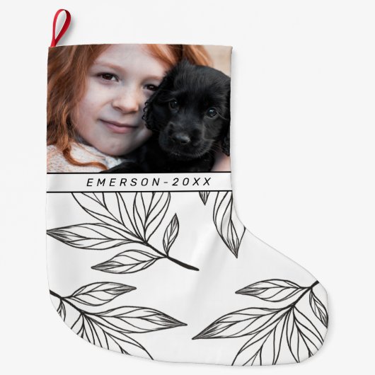 Botanische Schrift mit Foto und Name Schwarz Großer Weihnachtsstrumpf (Vorderseite)